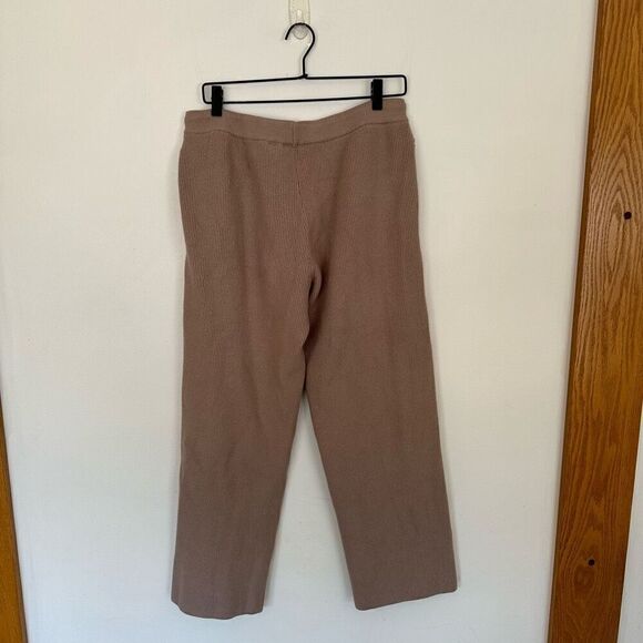 Figs Women’s Ribbed Knit Loungewear Pant in Latte Oatmeal Neutral Tan - Picture 3 of 10